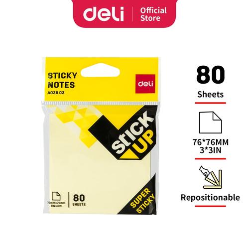 [EZO.7002727] Deli Sticky Note 76x76mm 80 Halaman . Warna Kuning EA03503