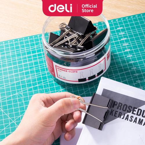 [EZO.7001308] Deli Klip Binder / Binder Clip - Hitam&Black 12/Tube 51mm E8561A