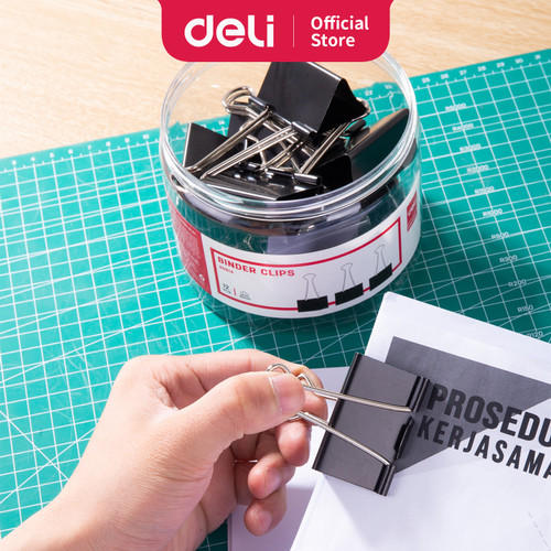 [EZO.7001308] Deli Klip Binder / Binder Clip - Hitam&Black 12/Tube 51mm E8561A
