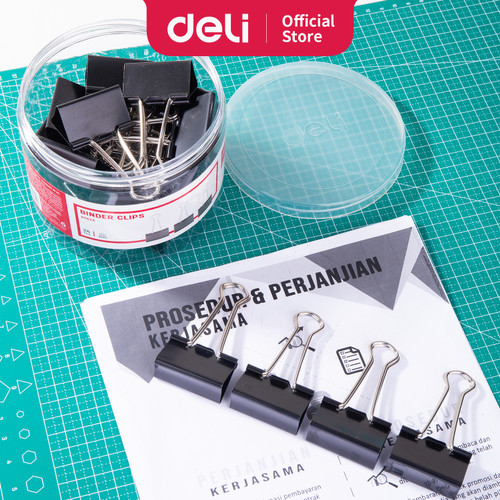 [EZO.7001309] Deli Klip Binder / Binder Clip - Hitam&Black 24/Tube 41mm E8562A