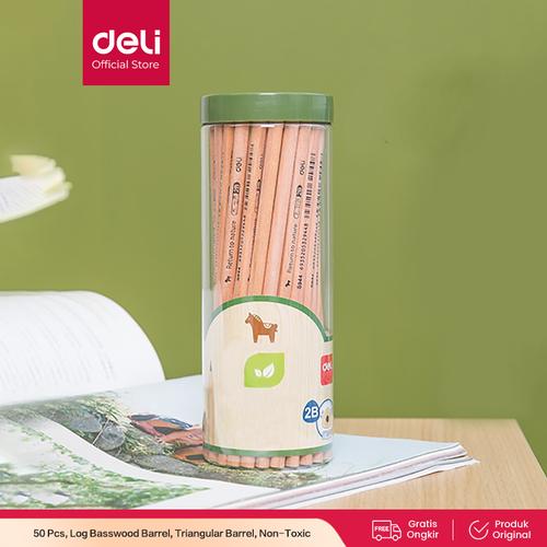 [EZO.7001283] Deli Pensil kayu/ Pencil - 2B 50pcs/tabung - Sudah diasah 58118