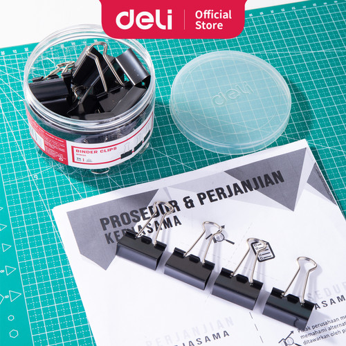 [EZO.7002781] Deli Klip Binder / Binder Clip - Hitam&Black 24/Tube 32mm E8563A