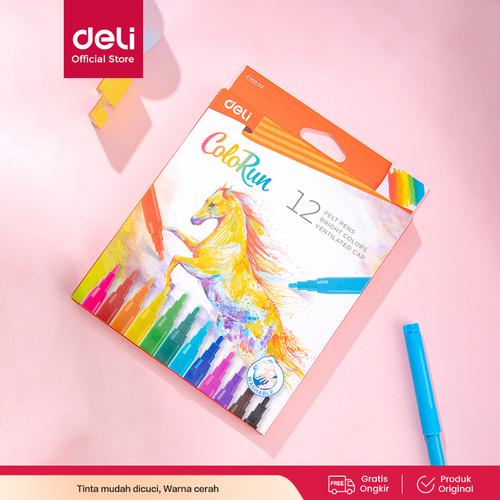 [EZO.7001287] Deli EC10000 felt pen spoild 12 colors