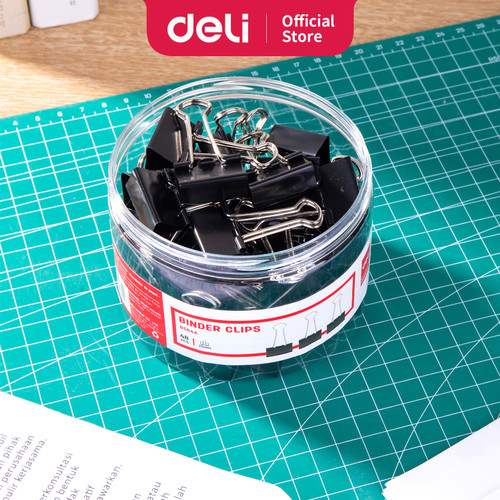 [EZO.7001314] Deli Klip Binder / Binder Clip - Hitam&Black 48/Tube 25mm E8564A