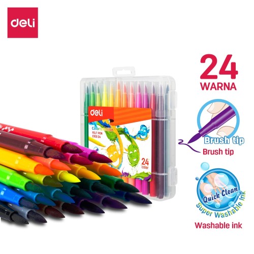 [EZO.7002737] Deli EC10324 felt pen soften Brush tip 24 colors