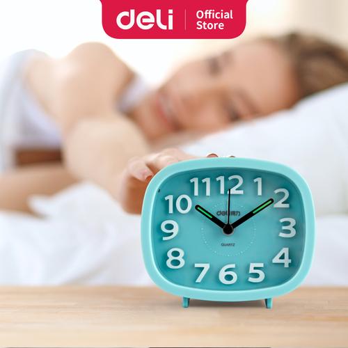 [EZO.7002738] Deli alarm clock 2 color blue & white ovel-shaped 8800