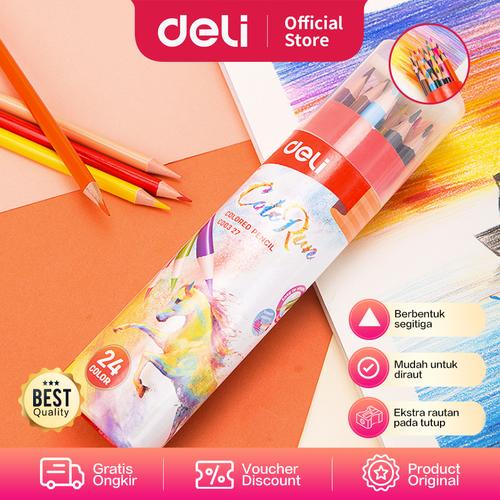 [EZO.7001317] Deli EC00327 Pensil Warna 24 Warna dengan Bonus Rautan Pensil Baru