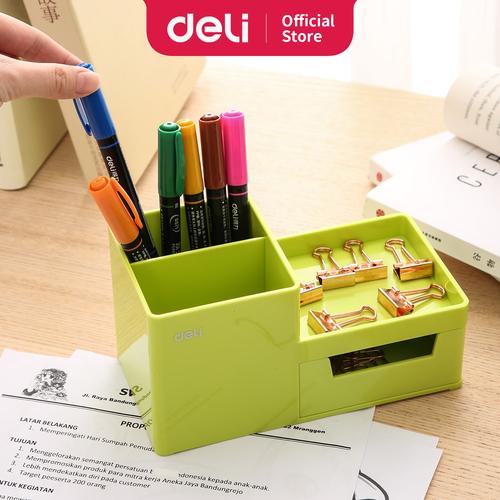 [EZO.7002803] Deli EZ25150 ABS,PS Desk Organizer Green, 3comp., 1 drawer (Green)
