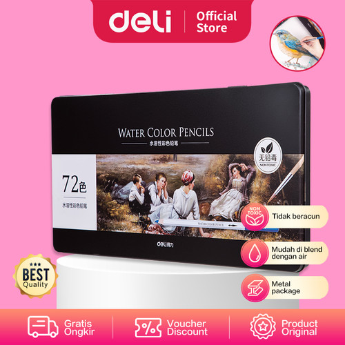 [EZO.7001329] Deli Pensil Warna Cat Air / Watercolor Pencil - 72C Warna/color 6524