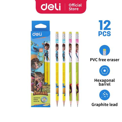 [EZO.7002796] Deli Pensil Grafit / Graphite Pencil -2B & penghapus/eraser 2C EU52900