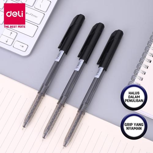 [EZO.7002798] Deli Bolpoin,Pulpen/ Oil Pen - 0.5mm Hitam/Black 12pcs/box EQ00820