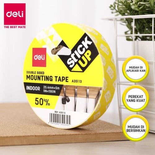 [EZO.7002818] Deli EA35113 Foam Mounting Tape 25.4mm*5m / Isolasi Putih 25.4mm*5m
