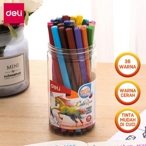 [EZO.7001339] Deli EC10536 Felt Pen Washable 1.0mm 36C / Spidol Mudah di Hapus 36C