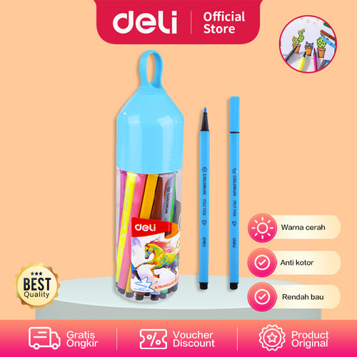 [EZO.7001341] Deli EC10506 Felt Pen Washable 1.0mm 12C / Spidol Mudah di Hapus