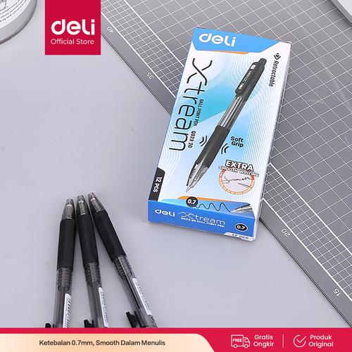 [EZO.7002802] Deli EQ02320 Retractable Smooth Ballpoint Pen 0.7mm Black / Pulpen