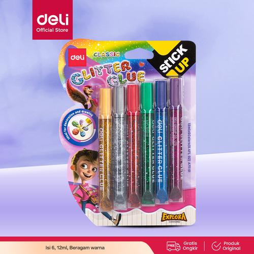 [EZO.7002824] Deli EA71101 Classic Glitter Glue 12ml 6C / Lem Glitter isi 6
