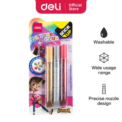 [EZO.7002825] Deli EA71001 Classic Glitter Glue 12ml 3C / Lem Glitter isi 3