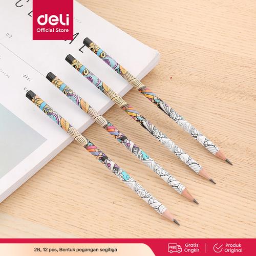 [EZO.7001353] Deli EU53300 Graphite Pencil 2B / Pensil 2B isi 12 Pcs