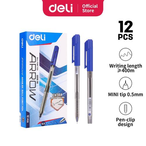 [EZO.7002835] Deli EQ00830 BallPoint Pen / Pulpen 0.5mm Biru 1 BOX / 12 Pcs