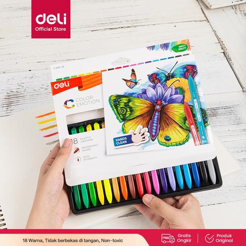 [EZO.7001355] Deli EC20010 School Crayon/Krayon - Plastic Crayon Triangle 18 Color