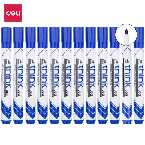 [EZO.7002841] Deli EU00130 (BOX) Dry Erase Marker/Spidol Whiteboard 12 Pcs - Blue