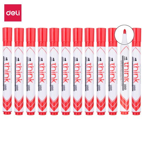 [EZO.7001360] Deli EU00140 (BOX) Dry Erase Marker/Spidol Whiteboard-Red 12 Pcs