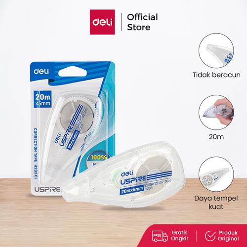 [EZO.7001394] Deli EH20301 Tip X-Correction Tape w/cap 5mm20m-Biru
