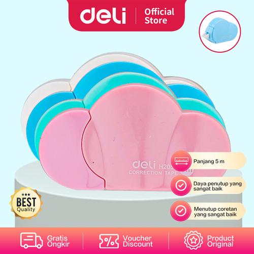 [EZO.7001395] Deli EH20501 Tip X-Film-base Correction Tape w/cap 5mm5m-Pink