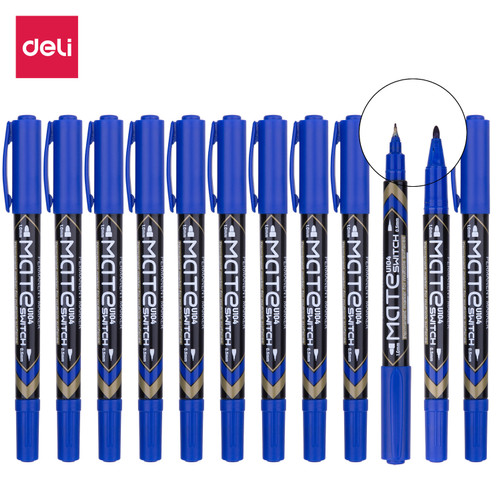 [EZO.7001363] Deli EU10430 (BOX) Permanent Marker/Spidol Permanen-Biru 12 Pcs
