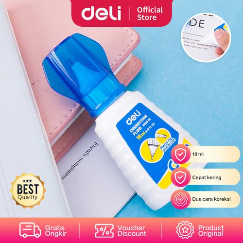 [EZO.7002889] Deli EH10310 Tip X-Correction Fluid 18ml Steel & Brush Duo Applicator