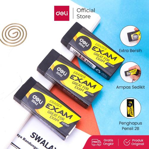 [EZO.7001377] Deli E3042 Penghapus-Exam Eraser 60×24×12mm Soft 2B Clean Black