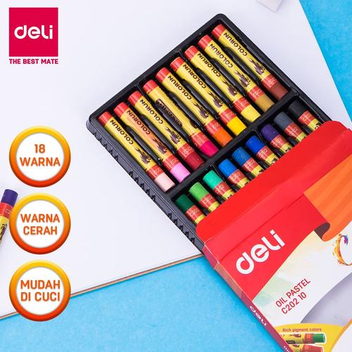 [EZO.7002864] Deli EC20210 School Crayon/Krayon-Oil Pastel Rich Color 18C
