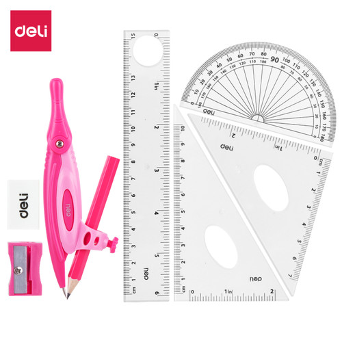 [EZO.7001385] Deli EG30204 Jangka-Drafting Set 8pcs Ruler 15cm Set Squares