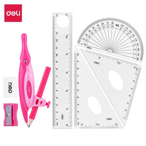 [EZO.7001385] Deli EG30204 Jangka-Drafting Set 8pcs Ruler 15cm Set Squares