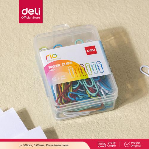 [EZO.7001443] Deli E0024 Office Consumable/Paper Klip-Color Paper Clips 29mm