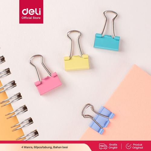 [EZO.7001446] Deli E8556A Office Consumable/Binder Klip-Color Binder Clips 15mm