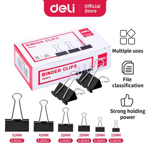 [EZO.7001453] Deli E38565 Office Consumable/Binder Klip-Binder Clips 19mm