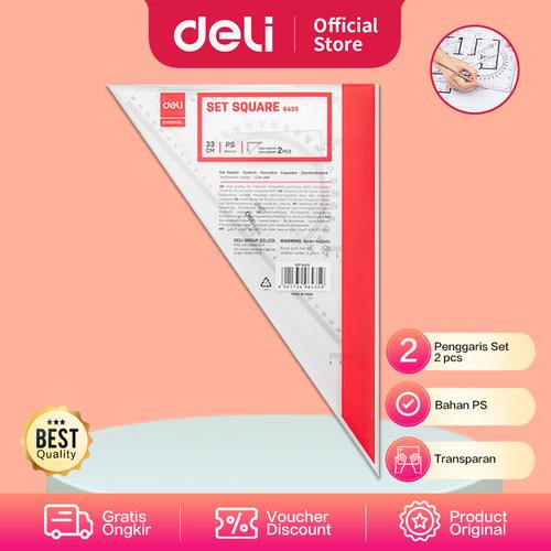 [EZO.7001514] Deli E6435 Drafting/Penggaris-Set Square 2pcs 33cm