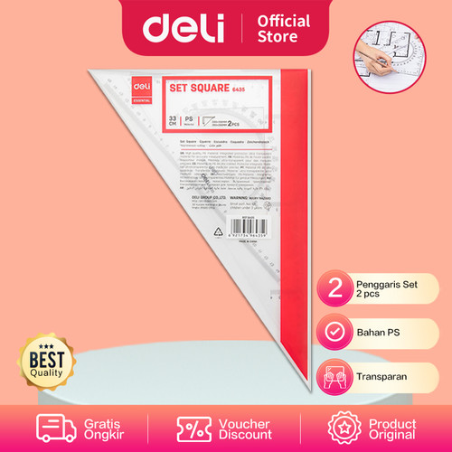 [EZO.7001514] Deli E6435 Drafting/Penggaris-Set Square 2pcs 33cm
