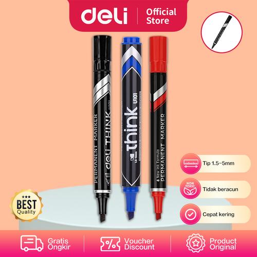 [EZO.7001471] Deli EU10040 Permanent Marker/Spidol Permanen-Merah
