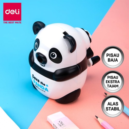 [EZO.7002957] Deli E0518 School Rotary Sharpener/Rautan Meja-Panda