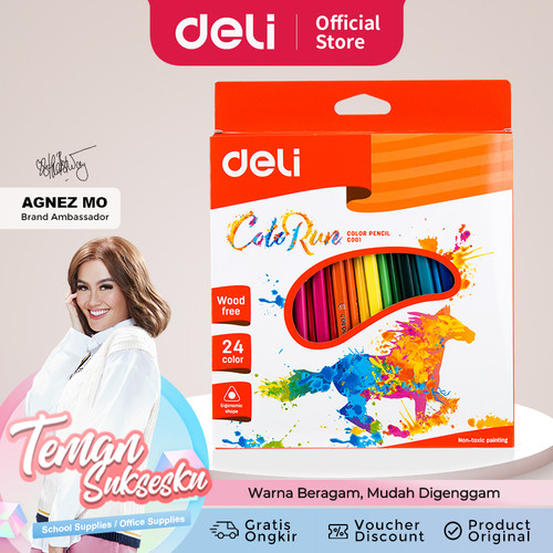[EZO.7001538] Deli EC00120 Pensil Warna Bright 24C