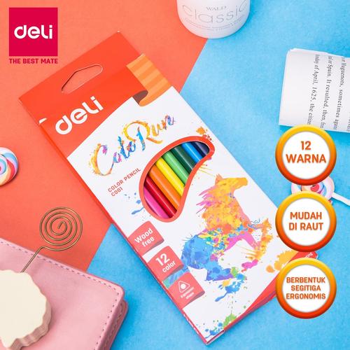 [EZO.7001540] Deli EC00100 Pensil Warna- Triangle Bright 12C