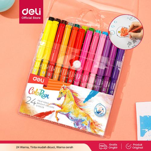 [EZO.7001545] Deli EC10023 School Felt Pen/Spidol Warna-Felt Pen Washable 1.0mm 24C