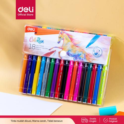 [EZO.7001547] Deli EC10003 School Felt Pen/Spidol Warna-Felt Pen Washable 1.0mm 12C