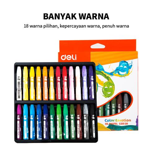 [EZO.7001548] Deli EC20120 School Crayon/Krayon-Oil Pastel Smooth Rich Blending 24C