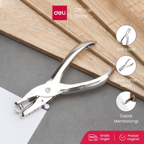 [EZO.7001502] Deli E0114 Pembolong kertas-1-hole Metal Plier Punch 8sheets