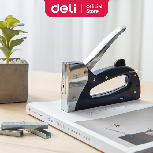 [EZO.7001566] DELI Staple Gun [E4600 BLACK] - Stapler tembak metal kantor