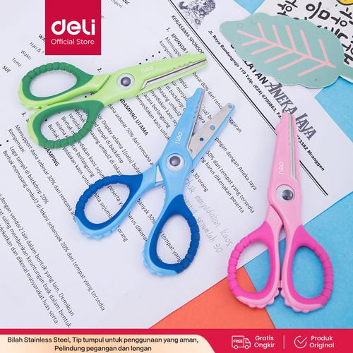 [EZO.7001569] DELI Soft-touch Croco Scissors 134mm Safe [E6071] - Gunting anak