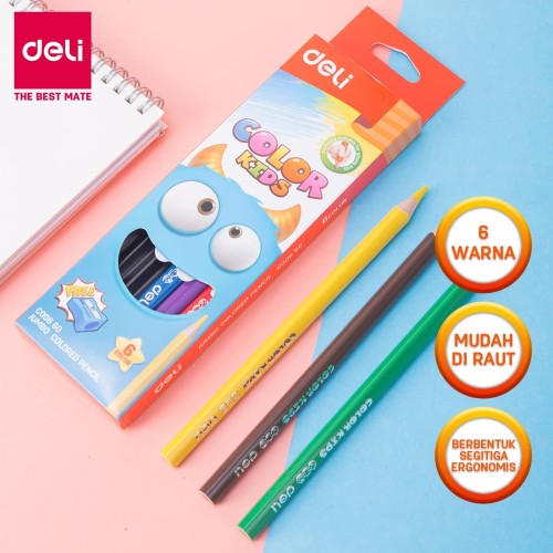 [EZO.7002996] DELI Color Kids Jumbo Colored Pencil 6C [EC00660] - Pensil warna anak-